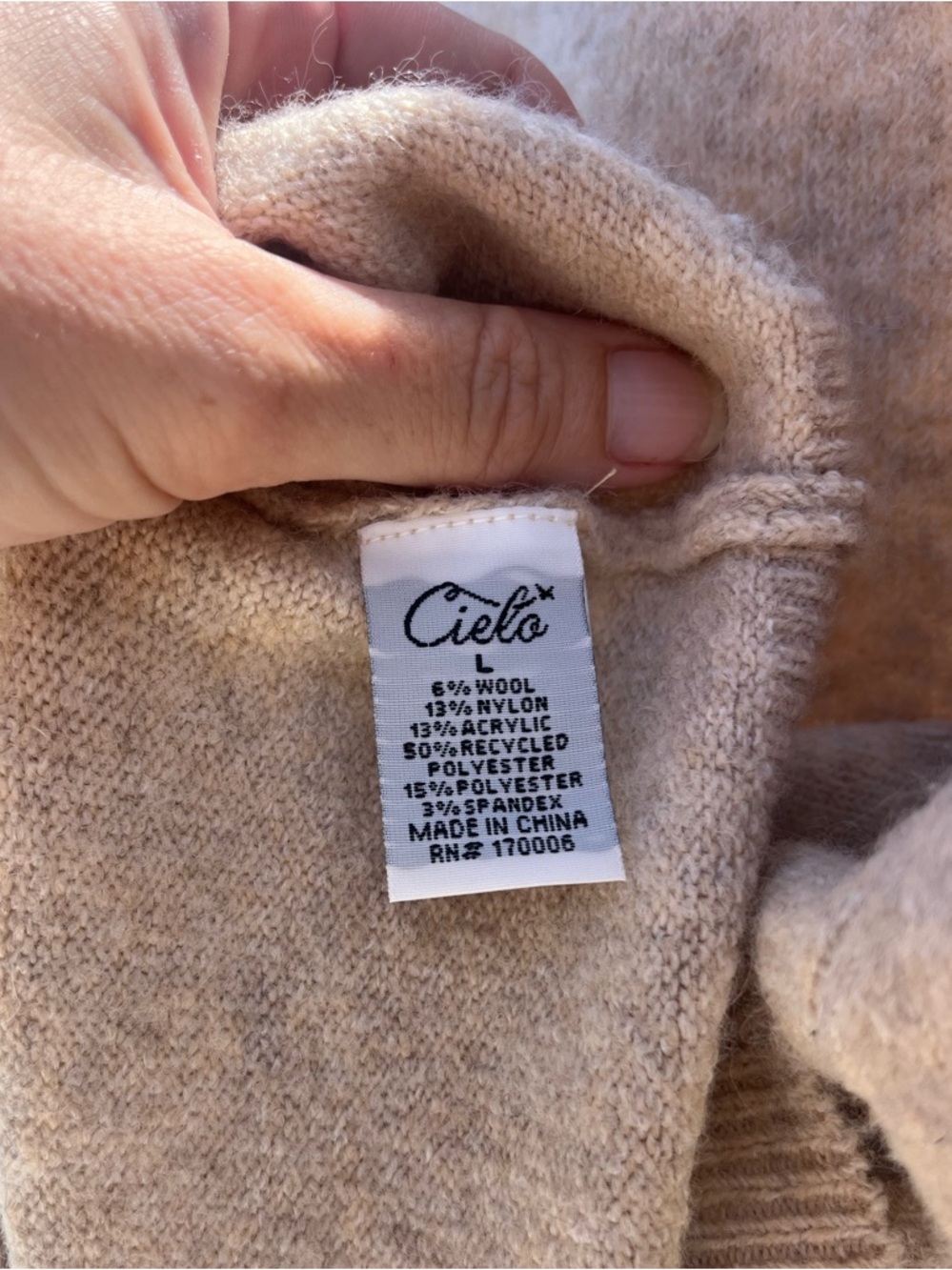 Cielo Beige Crewneck Short-Sleeve Sweater Size Large - Picture 3 of 5